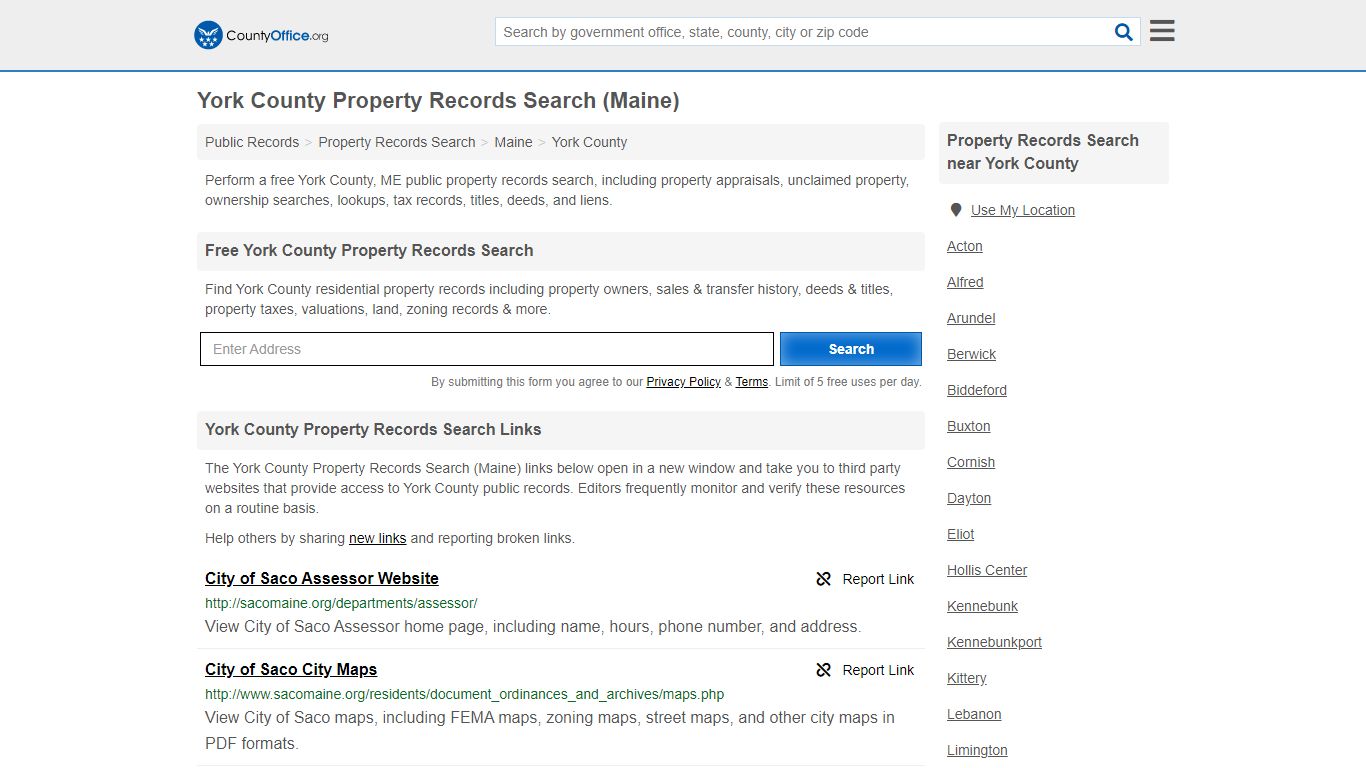 York County Property Records Search (Maine) - County Office